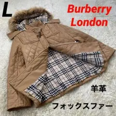 ✨バーバリーロンドン✨大きめサイズ✨中綿レザーダッフルコート ノバチェック 40
