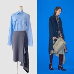BALENCIAGA バレンシアガ アシメトリー ドレープ スカート 38