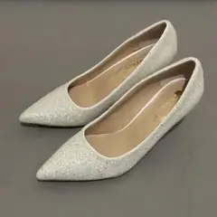 シルバーグリッター ポインテッドトゥパンプス