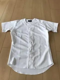 ZETT ホワイト ニットフルオープンシャツ　ユニフォーム練習着 サイズS