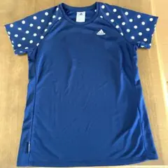 adidas ネイビー ドット柄 トレーニングTシャツ　L