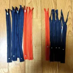 コンシールファスナー紺色、朱色