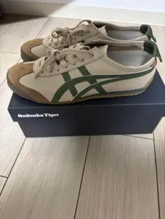 美品！Onitsuka Tiger スニーカー ベージュ/グリーン 箱付き