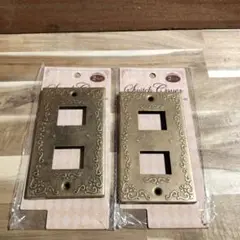 「新品・匿名発送」セリア　廃盤　アンティークスイッチカバー　２つ穴　2点セット