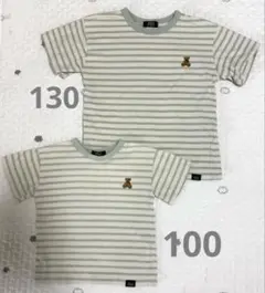 POLOベア刺繍ボーダーTシャツ2枚組100と130バースデイおそろ