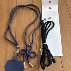 スマホショルダーストラップ ネイビーとブラック