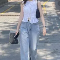 ZARA キャミソール　コットン　リボン