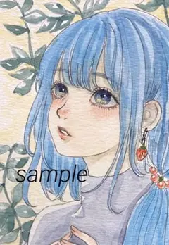 オリジナル手描きイラスト　創作　水彩画　アナログイラスト　女の子　原画
