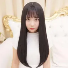 フルウィッグ ロング 黒 髪 サラサラ 耐熱ネット付き ブラック