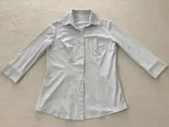 極美品★ひんやり速乾　水色ストライプ　スキッパーブラウス　9号M OLスーツ