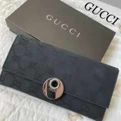 GUCCI グッチ 財布 長財布 GGキャンバス ブラック 黒 ロゴ 総柄