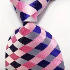 【新品】チェック柄 ネクタイ ピンク パープル