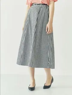 ギンガムチェック　フレア　ロングスカート
