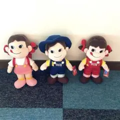 ペコちゃんポコちゃん　オーバーオール　ぬいぐるみ　人形　3体