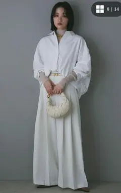 アンドレアアンドコー　ドレープタックパンツ　ホワイト