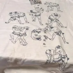 江戸浮世絵　江戸時代相撲イラスト Tシャツ XL ホワイト新品タグ付き