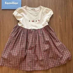 ¥17,050→訳ありfamiliar チェック半袖ワンピース 120cm