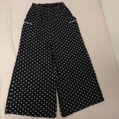 激カワ訳あり❣ 紺 水玉模様 ワイドパンツ 両サイドポケット
