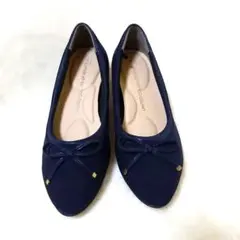 【美品】ユナイテッドカラーズオブベネトン　リボンパンプス　22.5cm　ネイビー