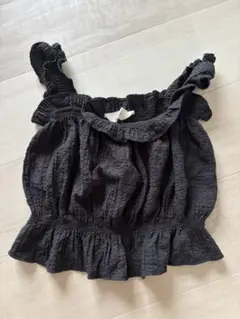 H&M 黒 フリル ノースリーブ タンクトップ 140