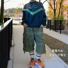 G-STAR RAW カーゴショーツチェック柄カーキW102ビッグサイズF827