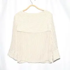 ロートレアモン　シルク　ストライプ ボートネック ブラウス　Mサイズ