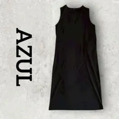 AZUL ノースリーブワンピース Vネックワンピース ミディ丈 (M) ブラック