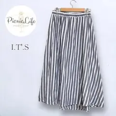 【イッツインターナショナル】 フレアロングスカート ストライプ Aライン 春夏