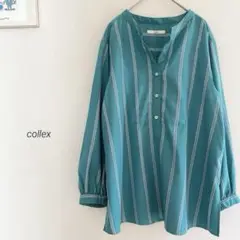 collexコレックス＜手洗い可能＞ ストライプスタンドカラーシャツ