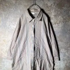 【ヴィンテージ】マルチストライプ柄シャツ 袖ツーウェイ 古着 ZBS5
