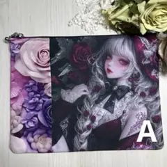 パネルポーチ　20c深めパープルmysterious 薔薇　A