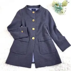 シップス　SHIPS ウール100% コート　ノーカラー　ジャケット