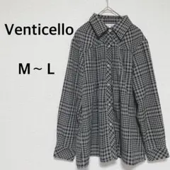 Venticello ベンティセロ　チェックシャツ　ブラウス　黒　Ｍ〜Ｌ