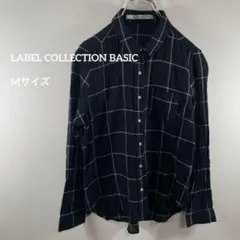 LABEL COLLECTION BASIC チェック長袖シャツ M a048③