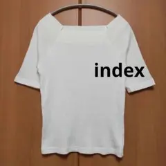 index スクエアネック ランダムテレコカットソー 5分袖　白