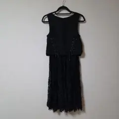 mysty woman　レース　ロング丈ワンピース　黒　ブラック　BLACK