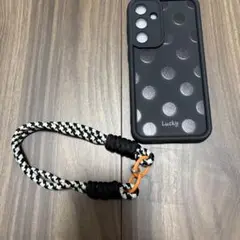 ポルカドットスマホケース　ストラップ付き　GALAXY S24プラス用