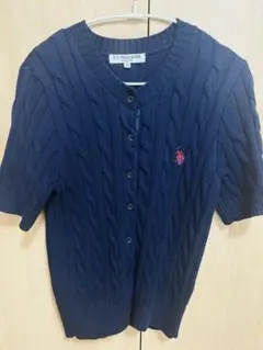 U.S. POLO ASSN. ケーブル編みニット 半袖カーディガン