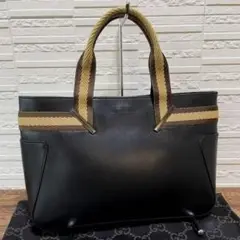 グッチ レザー ミニ ハンド バッグ コンパクト シルバー金具 ブラック 黒