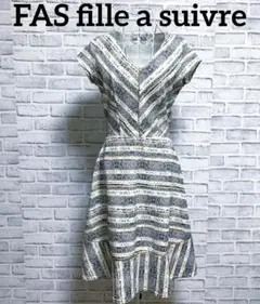 【FAS fille a suivre】フレンチスリーブ　総柄　ワンピース