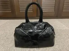 YSL☆イヴサンローランイージーパテントレザーボストンバッグブラック