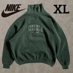 【US製】NIKE ナイキ アーチロゴ 刺繍 スウェット 銀タグ グリーン