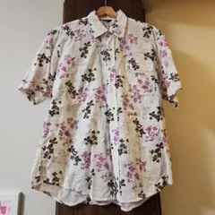 美品★ハッシュパピー【Hush Puppies】総柄 半袖ポロシャツ 花柄
