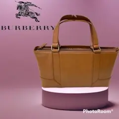 ➁BURBERRY バーバリー ノバチェック ハンドバッグ レザー キャメル