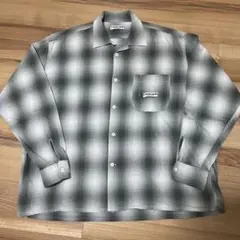 CAHLUMN【カウラム】オンブレ　チェック　シャツ【size L】 CAHLUMN/カウラム Magazine Pocket Open Collar Shirt(Ombre