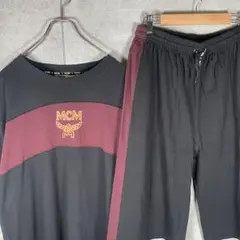 MCM　セットアップ　Tシャツ　プリント　太ライン　オーバーサイズ　ハーフパンツ