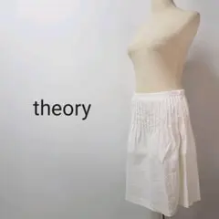 K58Theoryセオリーフレアスカートミドルスカートミドル丈リネン麻ホワイト白