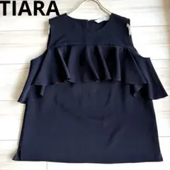 【美品】TIARA フリル　ブラウス　ティアラ　ネイビー　トップス