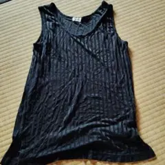 ストライプ ブラック タンクトップ(シルク)