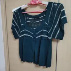 CLASSA 半袖ニット M ダークグリーン